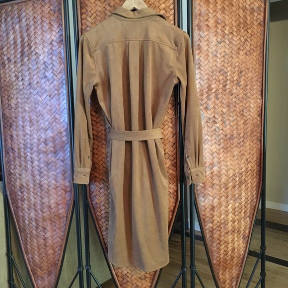 Chaps Soft Faux Suede Equestrian Button Down Dress - Picture 7 of 16